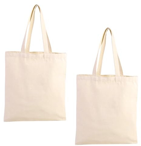 YWKJDDM Baumwolltasche, 2 Stück Jutebeutel Hochwertige Stoffbeutel, Langen Henkeln Canvas Tote Bag Aesthetic Stofftasche, Wiederverwendbare Stoffbeutel Einkaufstasche für Damen Büro Alltag (35x40cm)