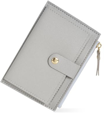DEARBAG Portefeuille Femme Cuir, Porte Monnaie Mini Porte Cartes, avec Fermeture éclair, avec 6 Emplacements de Carte, éclair Poche à Monnaie, Porte Carte de Credit Cuir, 14 * 9 * 0.5cm (Gris Clair)