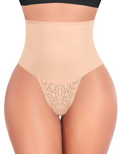 YARRCO String Gainante Ventre Plat Invisible Taille Haute Lace Culotte Dentelle Slip Gainante Amincissante Culottes Sculptantes Femme Tanga Gainante Shapewear Thong Body Shaper