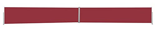 Gecheer Seitenmarkise Ausziehbar UV-beständig Sonnenschutz Sichtschutz Windschutz Seitenrollo Markise Balkon Garten Terrasse 170x1200cm Rot
