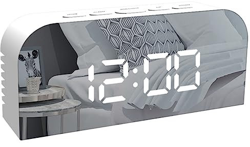 PRETYZOOM 1 Satz Spiegel Wecker Kinderkalender Weckalarm doppelte Alarme geführte Uhr LED-Digitaluhr Heimuhr LED-Bildschirmuhren digitaler Wecker Mode Tischuhr studentische Nutzung Abs Weiß