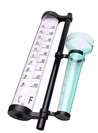 CAXUSD 2Ensembles Instruments de Mesure Extérieurs Thermomètre Pluviomètre et Indicateur de Direction Vent pour Jardin et Agriculture