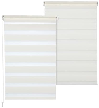 Doppelrollo DuoRollo Klemmfix ohne Bohren Seitenzug Fenster Rollo cremeweiß B 70cm (66cm Stoffbreite) x H 150 cm