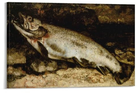 YOOSONG Poster auf Leinwand, Motiv: Französische realistische Maler, Gustave, Courbet, Forelle, dekorativ, modern, Heimdruck, Bild, Kunstwerke, Poster, 50 x 75 cm