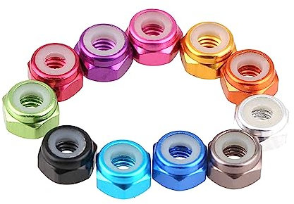 handfest anziehende Mutter, Rändelmutter, 10 Stück, bunter Aluminium-Nyloneinsatz, selbstsichernde Muttern, Zubehör, Motormuttern, M2, M2,5, M3, M4, M5, M6, M8, Gold, M3 (Color : Peach Red, Size : M