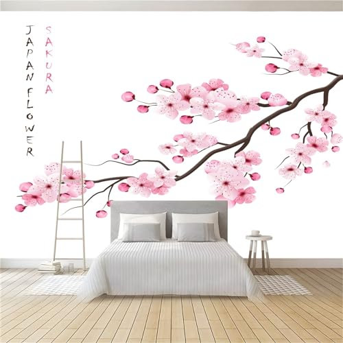 Papier Peint Panoramique Fleurs De Cerisier Japonais 250 x 175 cm Poster Geant Mural 3D, Tapisserie Photo Peinture Murale, Papier Peint Intissé Fresque pour Salon Chambre Toile Fond TV