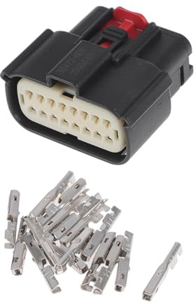 Hihaha 16 Pins Elektrischer Terminalstecker Für Ford Mondeo, 1 Satz | Kunststoff, Verzinntes Kupfer, Schwarz, Wasserdicht, Innere Männliche Und Weibliche Drahtstecker, Für Chevy