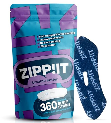 Zippit Mundpflaster Schlafen, Hautfreundliche Mouth Strips, 360 Stück | Optimierte Passform für angenehmes Tragen; sanfte Mundabdeckung beim Schlafen