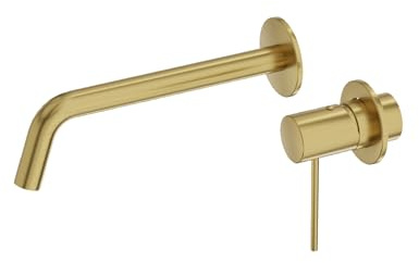 LAVITA Waschtischarmatur Unterputz für Wandmontage - Orion Brushed Gold Wasserhahn Bad für Wandmontage Mischbatterie für Waschbecken Einhebelmischer Waschtisch-Armaturen Badezimmer