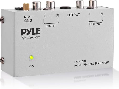 Pyle Phono Preamp, Phono Preamp for Turntable Amplifier, Mini Electronic Audio Stereo Phonograph Preamplifier with RCA Input, Pre Amps, RCA Output & Low Noise Operation Powered by 12 Volt DC Adapter