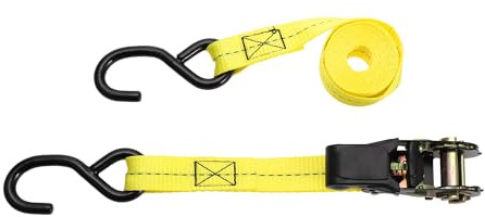 Hihaha Ratchet Tie Down Straps/Heavy Duty Tensioning Belts Motorcycle Trailer Trucks Cargo/Adjustable 800kg 1x 10' / 1 Set Yellow