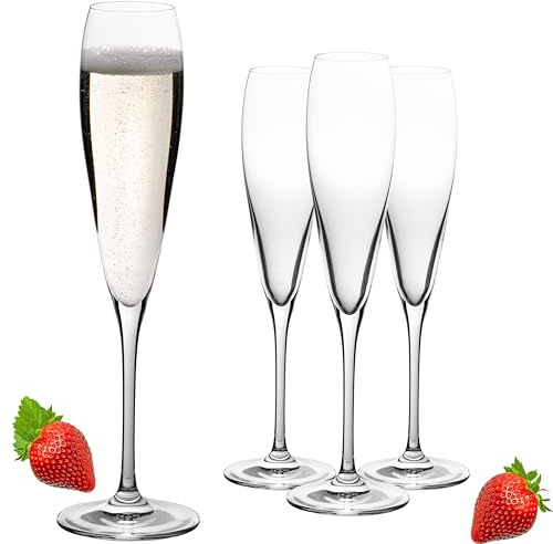 IMPERIAL glass Hohe Sektkelche 140ml (max. 192ml) 'Paris' Set 4-Teilig Sektgläser aus Crystalline Glas Spülmaschinenfest
