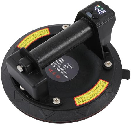 Sollevatore elettrico con aspirazione automatica – 2 batterie ricaricabili, aspirapolvere in vetro, ventosa sottovuoto per il trasporto di piastrelle, vetro, piastre e acquari, elevata capacità di