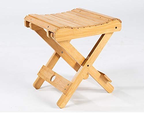 Natürlicher Bambus-Klapphocker für Dusche und Angeln, Holz, Spa, Badesitz, Stuhl mit Fußhocker, komplett montiert, 25,9 cm