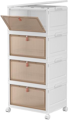 Boîtes de Rangement avec Couvercle - Boîtes de Rangement en Plastique avec 1 Couvercle 28L/ Niveaux, Tiroirs en Plastique, Boîtes Empilables, Organisateur pour Salon de Chambre à Coucher