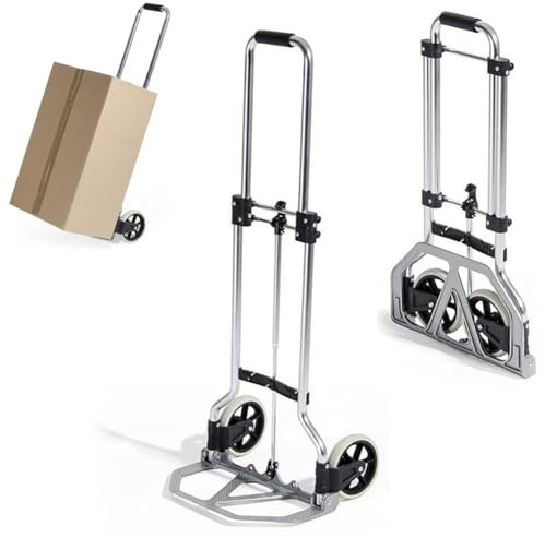 Stakmann Carrello Portapacchi Pieghevole in Alluminio Portata Massima 45kg, Carrellino Salvaspazio per Trasporto Pacchi Allungabile, Ideale per Trasporti Scatole, Valigie, Attrezzature, Fai da Te
