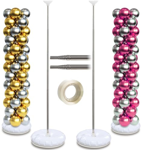 Lot de 2 supports de colonne de ballons réglables pour sol, 2 m pour anniversaire, mariage, fête prénatale, remise de diplôme