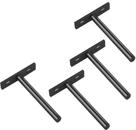 4 Stück Unsichtbar Tablarträger 5 inch Schwebende Regalhalterungen mit Schrauben und Dübel für Wand Montage Dekoration Kabinett Möbel black