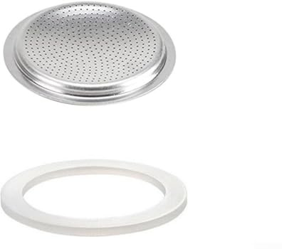 Gasket Seal, Silicone Gasket Seal Ring Replacement Washer and Filters, Compatible With for Stainless Steel Moka Pot and Stovetop Espresso Coffee Maker, Made Of Flexible Silicone Rubber(6 cup+sieve)