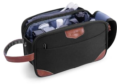 ECOHUB Trousse de Toilette Homme Voyage, Trousse de Maquillage, Imperméable à Grande Ouverture, Multi-Compartiments, pour Rasoir et Articles de Toilette, Idée Cadeau pour Homme, Noir