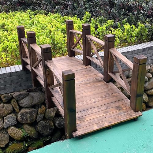 Gartenbrücke für den Außenbereich, Massivholz, traditionell, gebogen, Fußbrücke für Hinterhoflandschaft, kleinen Teich oder Grabenweg