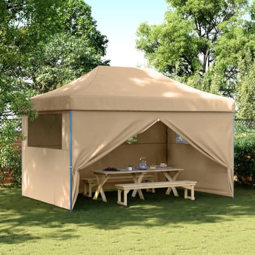 Folding Pop-Up Party Tent with 4 Side Walls - Garden Gazebo for Outdoor Events, Camping, Weddings, and Beach Use - Durable, Easy Set Up Gazebo Pavilion