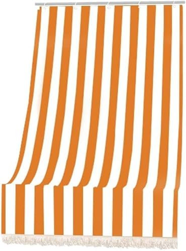 Corredocasa Tenda da Sole a Tinta Unita o Righe da Esterno - Ideale per Balcone Veranda Terrazzo terrazzino casa con Anelli e Ganci Tessuto Resistente (140L x 250A cm (1 Pannelli), Arancio Righe)