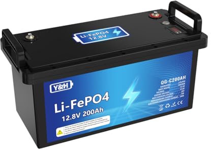 SOGTICPS 200AH 12V LiFePO4 Lithium Batterie,Max.2560Wh Energie,USB Port,Echtzeit-Spannungsanzeige,Eingebautes BMS,Perfekt für Trolling Motor, Camping, Boot, RV, Haus Energiespeicher