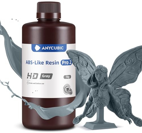 ANYCUBIC ABS-Like Resin Pro 2 3D Drucker Resin, HD Grau 1kg | mit erhöhter Festigkeit und Zähigkeit, Geringe Schrumpfung, Hochpräzises 405 nm UV-härtendes Harz für Allen Harz 3D Druckern