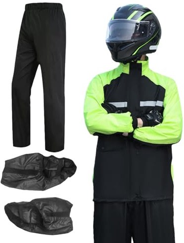 Fangfhai Abbigliamento antipioggia per motociclisti, abbigliamento da pioggia da uomo, impermeabile, traspirante, impermeabile, riflettente, per campeggio, caccia, escursionismo, golf, pendolarismo