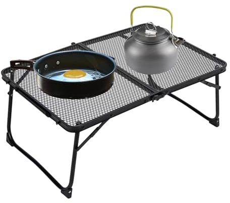 Niktule Table Pliante Camping, Table de Cuisson avec Plateau Ajouré, en Métal 60 x 40 cm pour Pique-Nique Pêche Voyage Jardin Extérieur