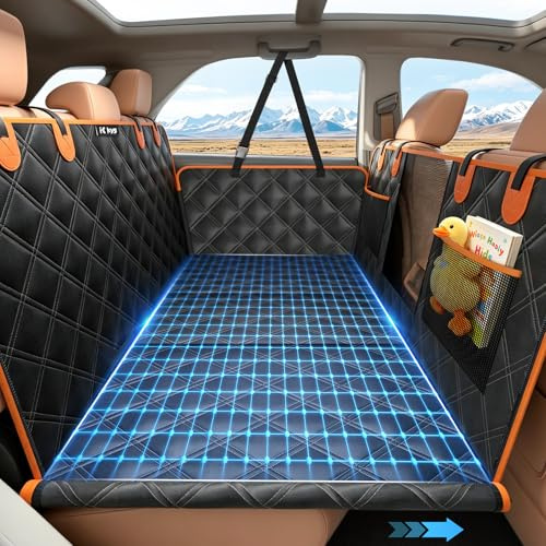 KYG Hundedecke für Rücksitz mit Harter Unterlage, Autoschondecke Hund Rückbank, wasserdichter Hundematte Rücksitz mit Sichtfenster und Aufbewahrungstasche für Autos und Mittelklasse-SUVs