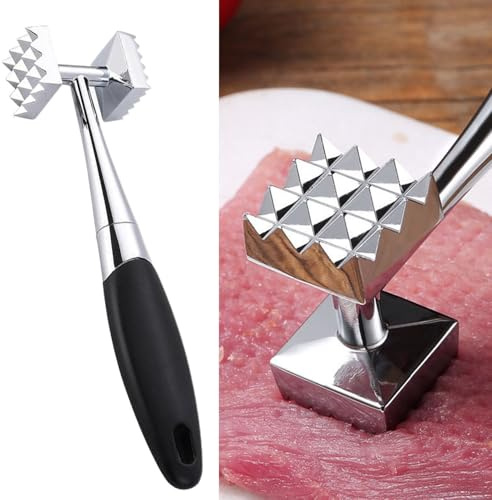 Luxiremi Fleischklopfer, Fleischklopferhammer für Steak, doppelseitiger, antihaftbeschichteter Edelstahl-Kotelettklopfer, Edelstahl-Fleischklopfer, Steak, Rindfleisch, Geflügel
