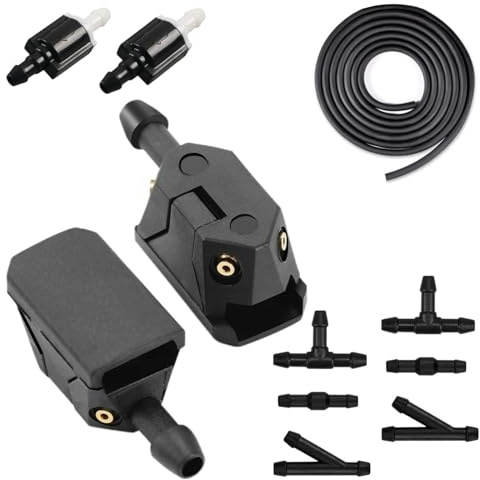 11PCS Windscreen Washer Nozzle Kit, Universal Fit for 8-9mm Wiper Arm, Front Windshield Washer Jet Replacement, Adjustable Spray Nozzles Repair Kit for Most Cars