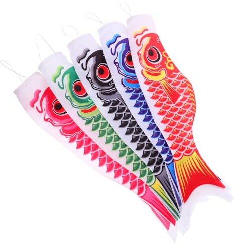 SHINEOFI Bandiera a Forma di Pesce Giapponese in Raso 21.6 X 5.1 Stampa Colorata, Leggera e Portatile, per Decorazioni Domestiche e Attrazioni Turistiche Colore Casuale