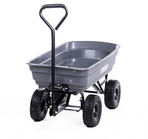 Garden Gear Dump Truck Utility Trolley 75L Heavy Duty Garden Cart with 10 Wheels for Soil, Bark, Leaves, Stone and Outdoor Use