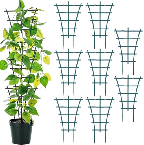 CATZUM 8 Pezzi Supporto per Piante da Interno, Griglie per Piante Impilabili e Riutilizzabili, Piccolo Sostegno per Piante da Giardino, Spazio di Crescita Aggiuntivo (24,5x15cm)