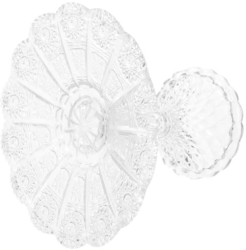 Abaodam Plateau à Fruits Secs sur Pied en Verre Soufflé Transparent, Coupe à Dessert Vintage à Motifs en Relief, Assiette de Service pour Apéritifs et Goûters, pour Présentation Élégante