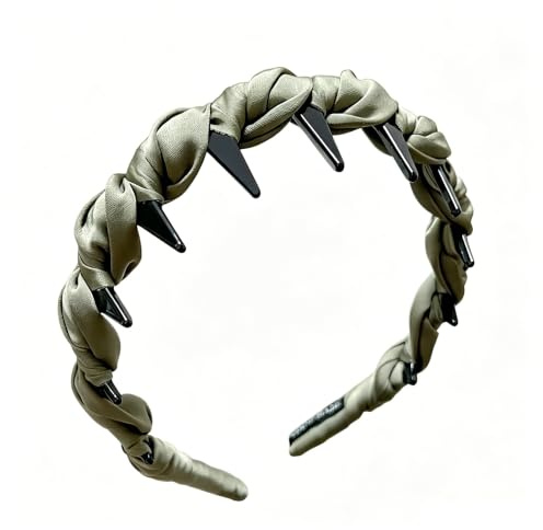 Elastische Haarreif für Damen, Antirutsch Haarschmuck mit Verschiedenen Designs (Perlen, Zähnen, Farbverlauf & Geflochten), Weiche Haarband für Alltag, Party, Make-up und Pflege (Grün)