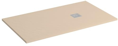 Piatto doccia in resina antiscivolo | Valvola e griglia in acciaio inox | consistenza liscia | colore creta | 80 x 80 cm