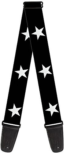 Buckle-Down Gitarrengurt Star schwarz weiß 2 breit