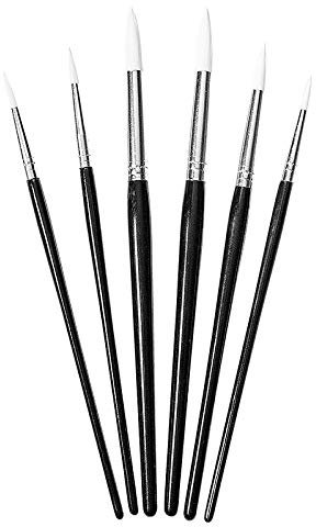 Ideen mit Herz Haarpinsel-Set aus Acrylhaar, 6 Stück, Rund-Pinsel, Verschiedene Größen, perfekt geeignet für Schule, Malen, Künstler, UVM.