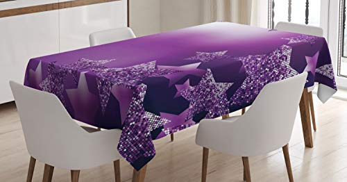 ABAKUHAUS Weihnachten Tischdecke, Weihnachten Sterne Hintergrund, Wasserfest Waschbar mit Klar Sichtbaren Farben kein Verblassen Personalisiert, 140 x 240 cm, Lila