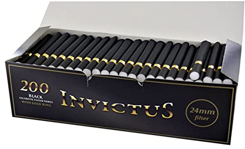 Invictus Black Zigarettenhülsen mit extra-langem 24 mm Filter, 200er Box 5 Boxen (1000 Hülsen)