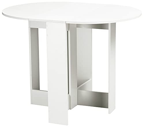 HOMCOM Esstisch Klapptisch Esszimmertisch Tisch Ablagefläche Spanplatte Holz Weiß 104 x 76 x 73,7 cm
