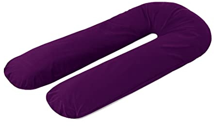 A ATH COLLECTION Pregnancy Pillowcase 9 FT, 12 FT, U Shaped Full Body Pillow Cover with zip, Nursing, Support and Maternity Pillow for Pregnant Women Cover Only (9 FT, Plum)