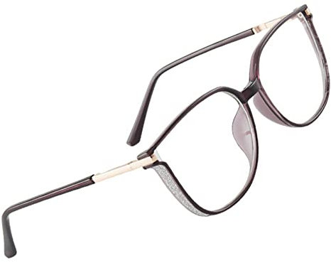 Blaulichtfilter Brille mit Frühlings Scharnieren, Angesagte Brille Ohne Stärke Damen und Herren, Fake Brille für Anti Blaulicht von Computer (Purple)