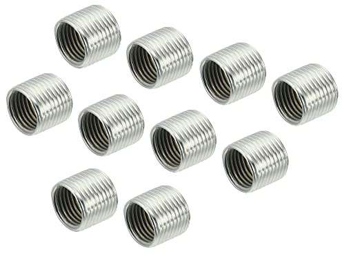 sourcing map Inserto de Tuercas Reductoras de Rosca, M12x1mm Macho a M10x1mm Hembra, Adaptador de Rosca Fina,Conexión de Tubería de 10mm Largo, Reductor de Manguito de Conversión, 15 Unidades