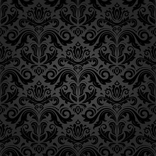 Boho Damast-Stoff für den Außenbereich, Meterware, Barock-Stil, Antik-Ornament-Polsterstoff für Stühle, europäisches Muster, floraler Dekorationsstoff für Heimwerkerprojekte, 276x150 cm, Schwarzgrau