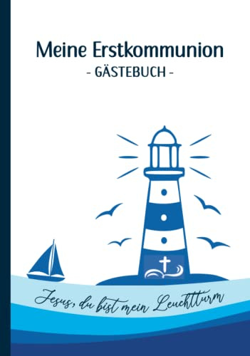 Meine Erstkommunion: Geschenk zur Kommunion Gästebuch mit farbigem Inhalt zum Eintragen von Wünschen und Fotos, Erinnerungsalbum für Jungen mit Kommunionsspruch ein schönes Kommunionsgeschenk